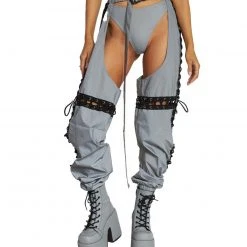 Hot & Delicious Black Bead Let There Be Light Reflective Cross-Stitched Chaps 10 Hot & Delicious Black Bead Let There Be Light Reflective Cross-Stitched Chaps