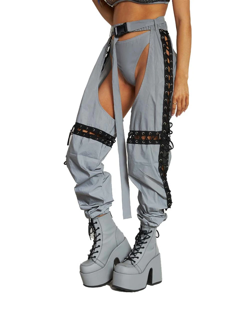 Hot & Delicious Black Bead Let There Be Light Reflective Cross-Stitched Chaps 3 Hot & Delicious Black Bead Let There Be Light Reflective Cross-Stitched Chaps