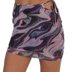 Hot & Delicious Black Bead Clothing Liquid Craze Mesh Mini Skirt