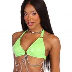 OhYes Make A Scene Vinyl Chained Crop Top Clothing