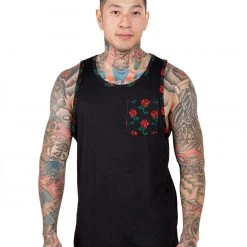 INTO THE AM Roses Pocket Tank Tops & Outerwear