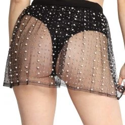 Hot & Delicious Black Bead Mon Cheri Mesh Rhinestone Skirt