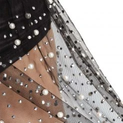 Hot & Delicious Black Bead Mon Cheri Mesh Rhinestone Skirt