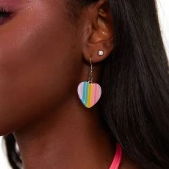 Ana Accessories My Soulmate Striped Heart Dangling Earrings