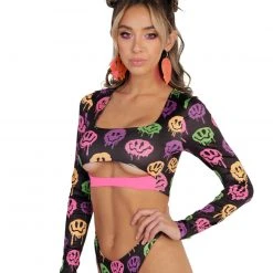 Cherry Mellow, Inc. Clothing Neon Euphoria Long Sleeve Crop Top