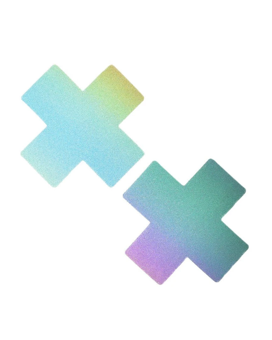 Neva Nude Rainbow Reflective Cross Pasties Accessories 1 Neva Nude Rainbow Reflective Cross Pasties Accessories