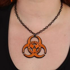 One Stop Rave Two Tone Biohazard Choker Necklace