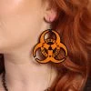 One Stop Rave Two Tone Biohazard Earrings