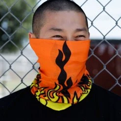 INTO THE AM Orange Flame Seamless Mask Bandana