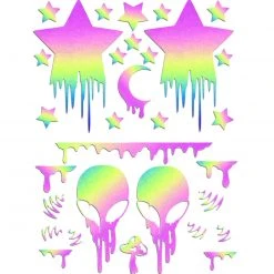 Sasswear X IHR Otherworldlies Rainbow Reflective Alien & Star Melt Pasties And Body Stickers Set