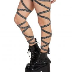 Andrew - Agent Pair Of Non-Slip Black Rhinestone Leg Wraps