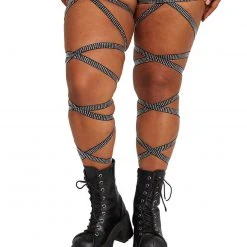 Andrew - Agent Pair Of Non-Slip Black Rhinestone Leg Wraps