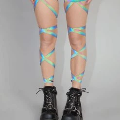 Andrew - Agent Pair Of Non-Slip Rainbow Reflective Leg Wraps