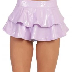 OhYes Pastel Addict Vinyl Ruffled Mini Skirt Clothing