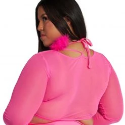OhYes Clothing Pink Power Mesh Lace Up Top