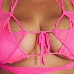 OhYes Clothing Pink Power Mesh Lace Up Top