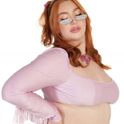 OhYes Princess PLUR Fringe Long Sleeve Crop Top Clothing 17 OhYes Princess PLUR Fringe Long Sleeve Crop Top Clothing