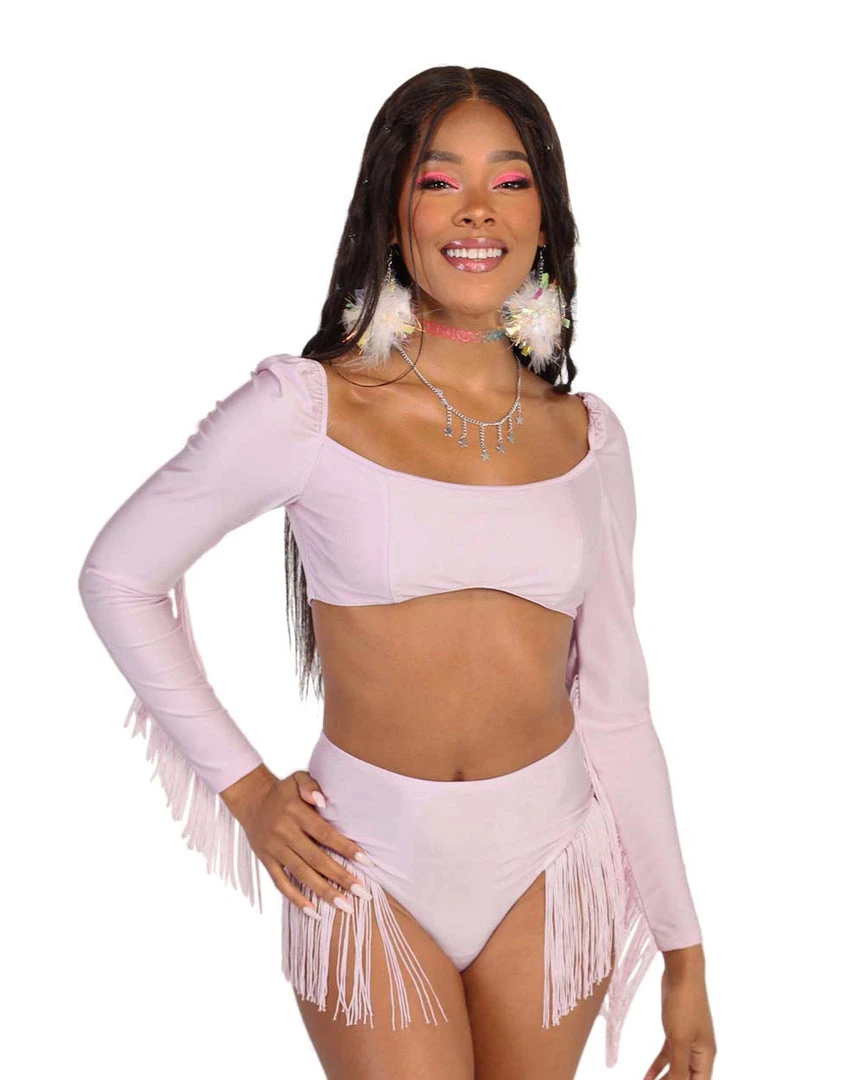 OhYes Princess PLUR Fringe Long Sleeve Crop Top Clothing 1 OhYes Princess PLUR Fringe Long Sleeve Crop Top Clothing