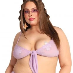 OhYes Purple Wonderland Tie-Front Top Clothing