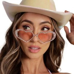 Lucent Product Inc. Queen Of Hearts Rhinestone-Studded Sunglasses