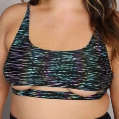 Dippin Daisies Rainbow Glow Reflective Underboob Crop Top Tops 18 Dippin Daisies Rainbow Glow Reflective Underboob Crop Top Tops