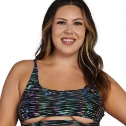 Dippin Daisies Rainbow Glow Reflective Underboob Crop Top Tops 17 Dippin Daisies Rainbow Glow Reflective Underboob Crop Top Tops