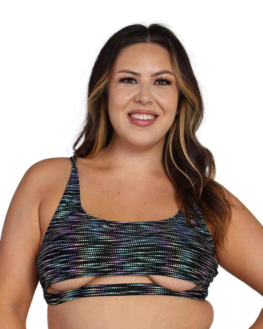 Dippin Daisies Rainbow Glow Reflective Underboob Crop Top Tops 7 Dippin Daisies Rainbow Glow Reflective Underboob Crop Top Tops