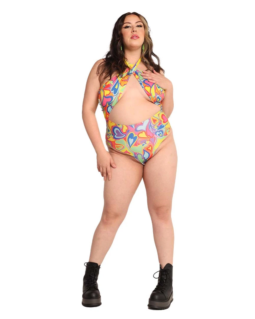 Cherry Mellow, Inc. Rainbow Groovy Hearts Halter Bodysuit 9 Cherry Mellow, Inc. Rainbow Groovy Hearts Halter Bodysuit