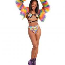 Western Fashion New Arrivals Rainbow In My DNA Fur Crop Jacket