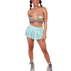 Hot & Delicious Black Bead Clothing Rainbow Kisses O-Ring Crop Top