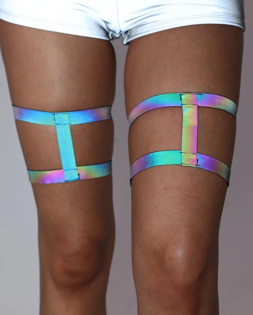 Andrew - Agent Rainbow Reflective Leg Garters 1 Andrew - Agent Rainbow Reflective Leg Garters