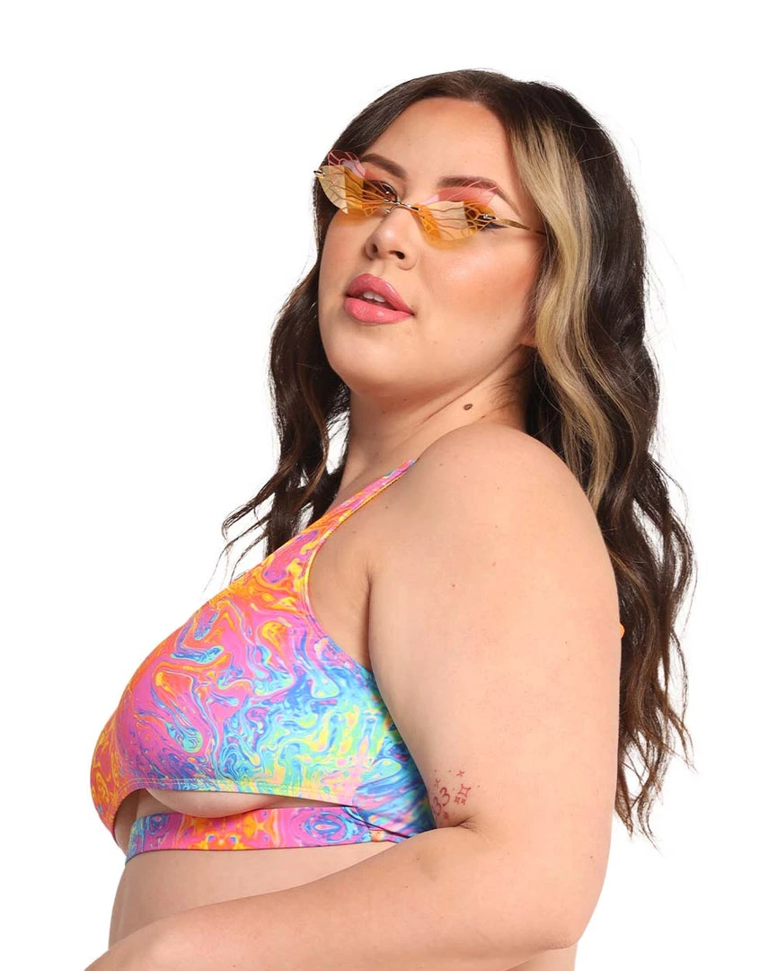 Dippin Daisies Recycled Fabric Liquid Rainbow Underboob Cutout Top 8 Dippin Daisies Recycled Fabric Liquid Rainbow Underboob Cutout Top