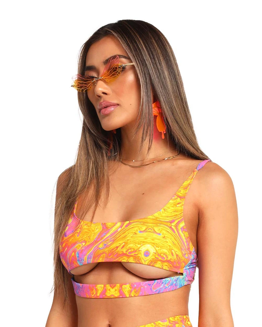 Dippin Daisies Recycled Fabric Liquid Rainbow Underboob Cutout Top 3 Dippin Daisies Recycled Fabric Liquid Rainbow Underboob Cutout Top