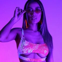 Dippin Daisies Recycled Fabric Liquid Rainbow Underboob Cutout Top