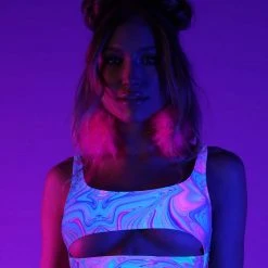 Dippin Daisies New Arrivals Recycled Fabric Melted Marble Underboob Crop Top