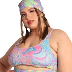 Dippin Daisies New Arrivals Recycled Fabric Melted Marble Underboob Crop Top