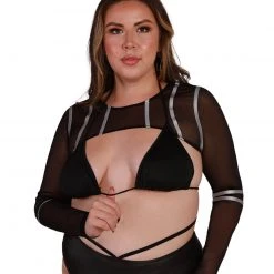 Banjul Clothing Reflective Wave Mesh Ultra Crop Long Sleeve