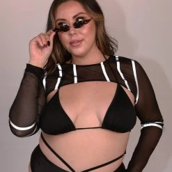 Banjul Clothing Reflective Wave Mesh Ultra Crop Long Sleeve