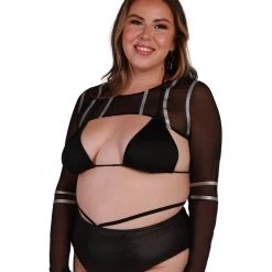 Banjul Clothing Reflective Wave Mesh Ultra Crop Long Sleeve