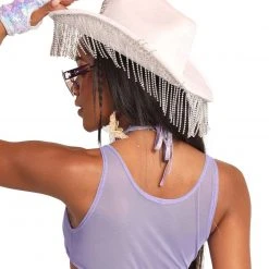 Roma Magic Dust Sequin Mesh Halter Top