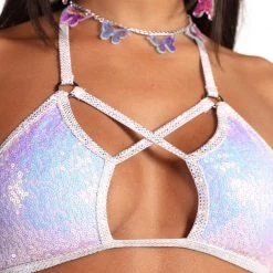 New Arrivals Roma She's So Lucky Sequin Bikini Top