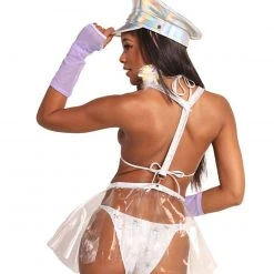 Roma Wet Look Vinyl Skirt With Suspenders