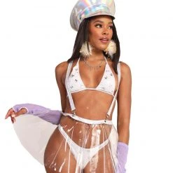 Roma Wet Look Vinyl Skirt With Suspenders