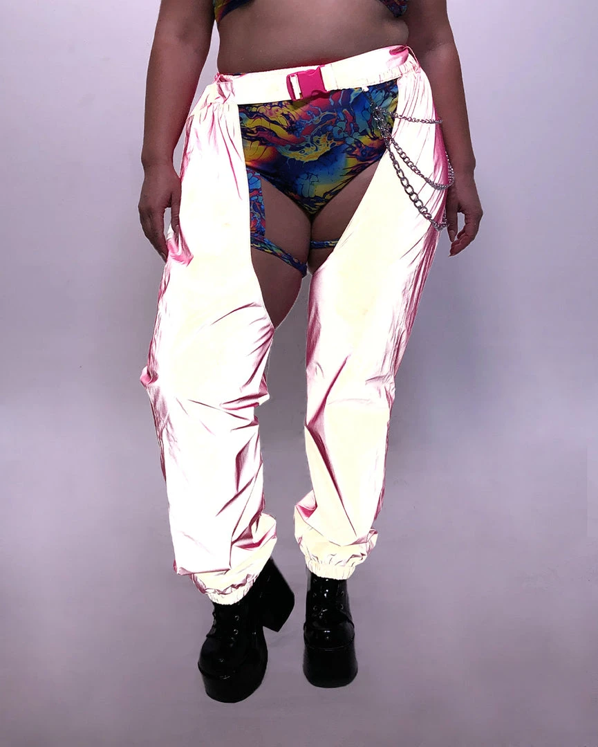 Hot & Delicious Black Bead Servin' Pink Looks Reflective Chained Chaps 7 Hot & Delicious Black Bead Servin' Pink Looks Reflective Chained Chaps