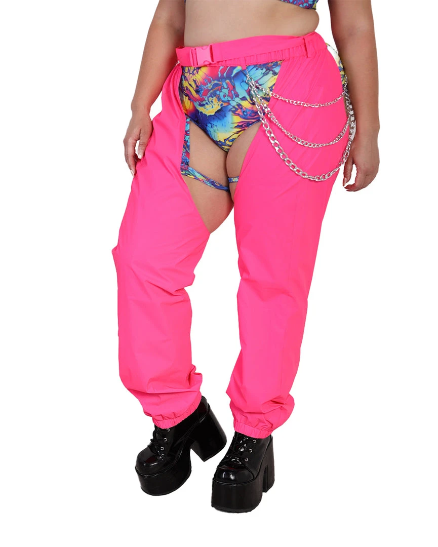 Hot & Delicious Black Bead Servin' Pink Looks Reflective Chained Chaps 9 Hot & Delicious Black Bead Servin' Pink Looks Reflective Chained Chaps