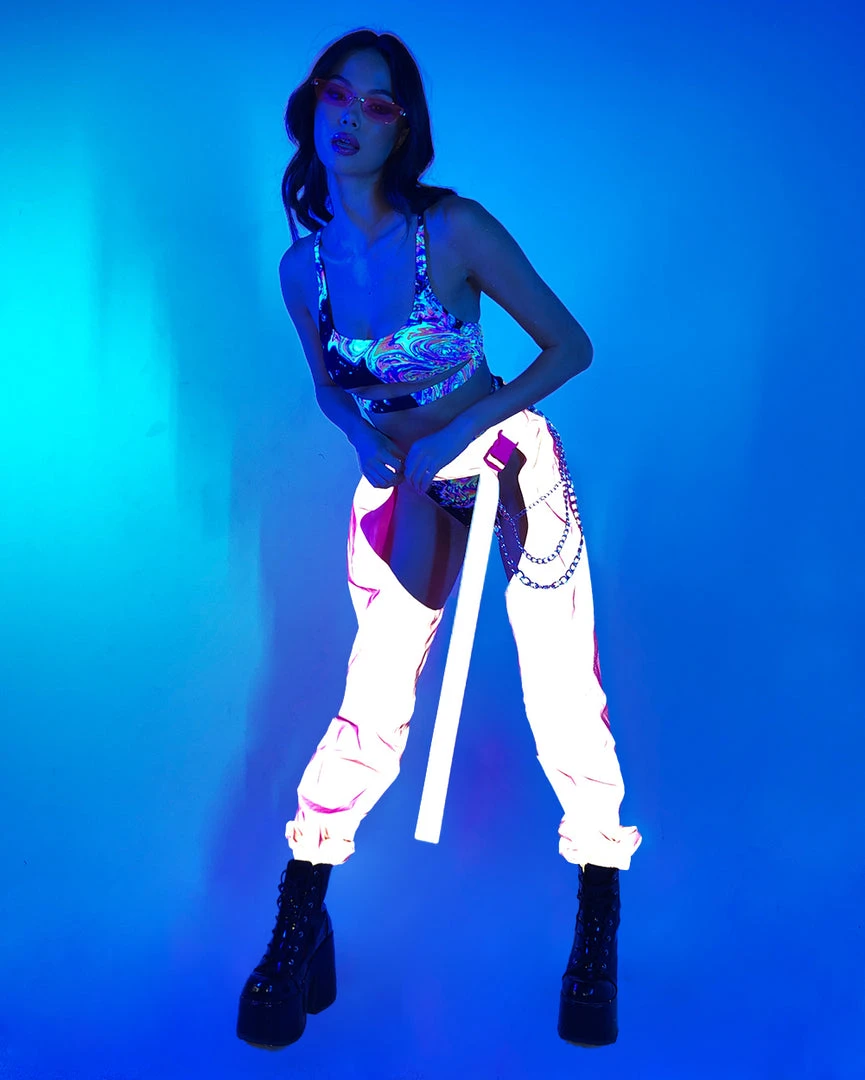 Hot & Delicious Black Bead Servin' Pink Looks Reflective Chained Chaps 1 Hot & Delicious Black Bead Servin' Pink Looks Reflective Chained Chaps