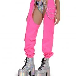 Hot & Delicious Black Bead Servin' Pink Looks Reflective Chained Chaps 15 Hot & Delicious Black Bead Servin' Pink Looks Reflective Chained Chaps