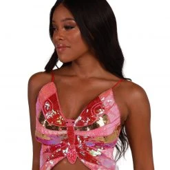 Western Fashion Tops Sparkle From Within Butterfly Sequin Top