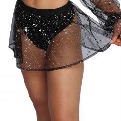 OhYes New Arrivals Starlight Lover Flowy Mesh Mini Skirt