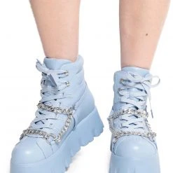 Cape Robbin Stompz Chunky Chain Baby Blue Boots Shoes 6 Cape Robbin Stompz Chunky Chain Baby Blue Boots Shoes